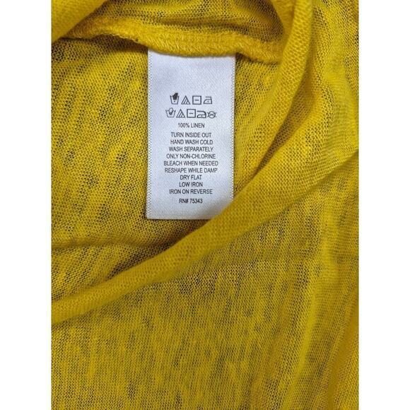 NWT Tahari 100% Linen Bright Yellow Top V-Neck Pullover Sz 1X - Picture 5 of 5